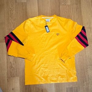 Noah NYC Striped Sleeve Rugby Top / Gold